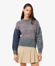 ハイネックミックスカラークレイジーパターンセーター