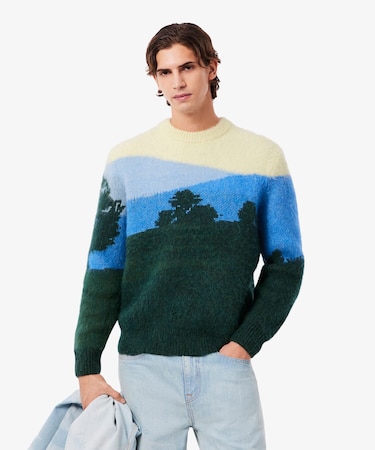 ナイロン×ウール×アルパカ シャンタコランドスケープ ジャカードニットセーター