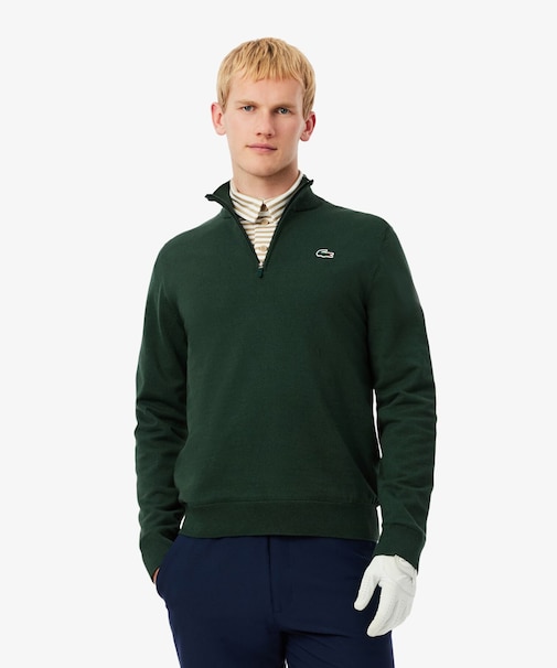 ウールブレンドハーフジップゴルフセーター