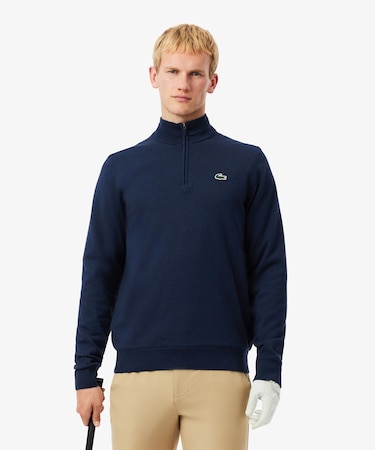 ウールブレンドハーフジップゴルフセーター