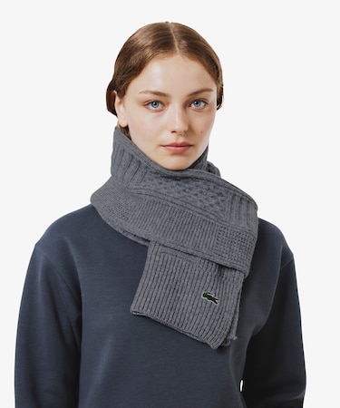 アラン柄ブレンドウールニットマフラー