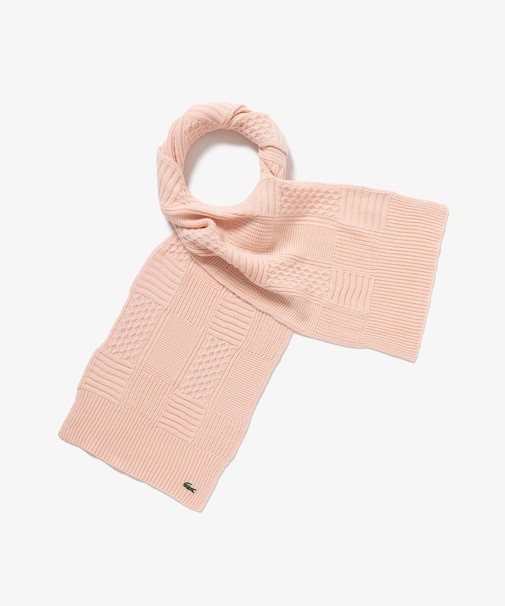 アラン柄ブレンドウールニットマフラー