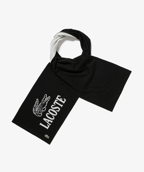 ウールブレンド ワニロゴジャカードマフラー