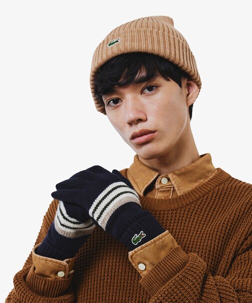 エクストラファインラムウールボーダーニットグローブ