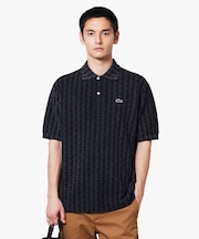 インディゴ鹿の子地ポロシャツ