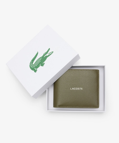 LACOSTE オシアン グレインレザー 二つ折り財布 グリーン オシアン グレインレザー2つ折りウォレット｜ラコステの通販｜&mall