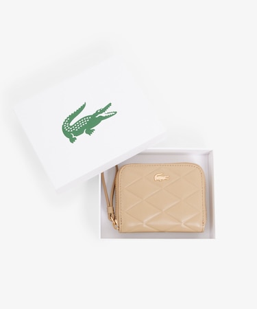 クロコダイル キルティングレザーラウンドジップミニウォレット