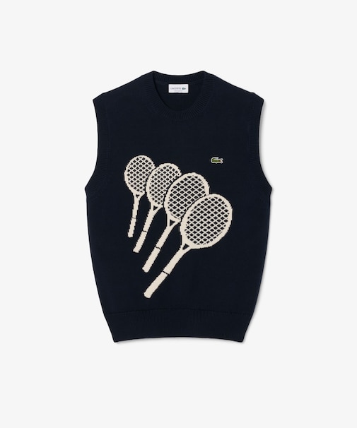 ラケットジャカード コットンニットベスト