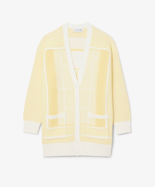 テニスコートジャカードロングニットカーディガン