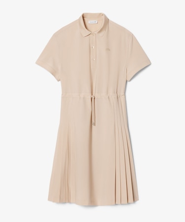 ウールブレンド サイドプリーツポロドレス