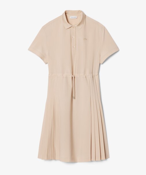 ウールブレンド サイドプリーツポロドレス