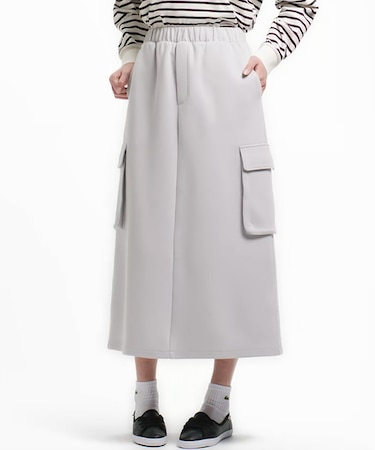 ダブルフェイスジャージカーゴフレアスカート