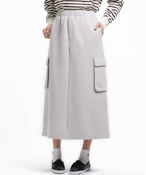 ダブルフェイスジャージカーゴフレアスカート