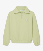 ルーズフィット ストレッチ鹿の子地ニット ハーフジッププルオーバー