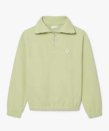 ルーズフィット ストレッチ鹿の子地ニット ハーフジッププルオーバー