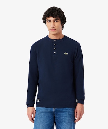 ヘンリーネックワッフルTシャツ