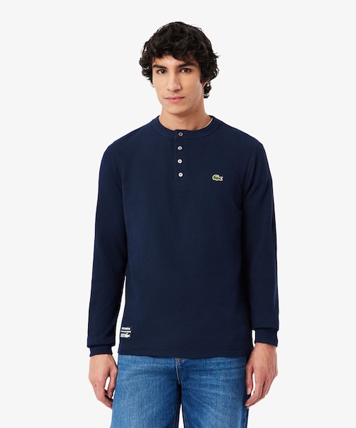 ヘンリーネックワッフルTシャツ