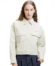 ダブルポケット クロップド丈 ストライプシャツ