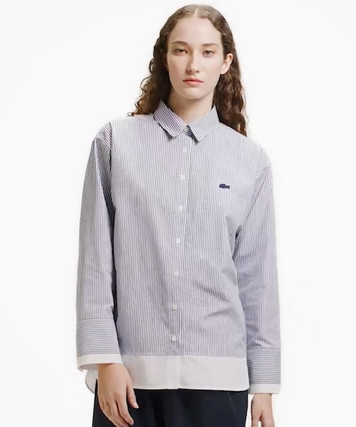 レイヤード風デザイン ストライプシャツ