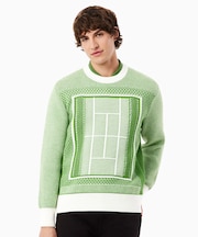 テニスコートモチーフ ジャカードニットセーター