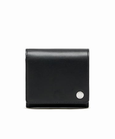 シルバーブローチ2つ折りレザーミニウォレット