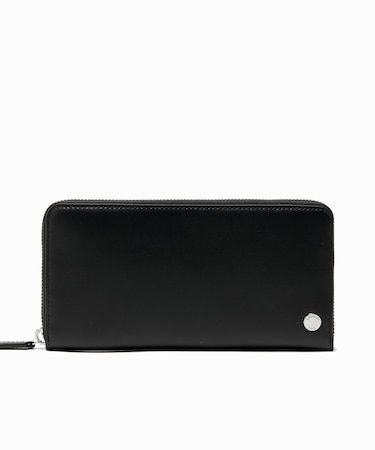 シルバーブローチラウンドジップレザーロングウォレット