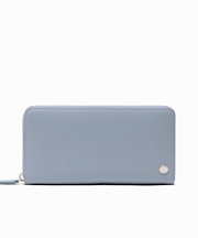 シルバーブローチラウンドジップレザーロングウォレット