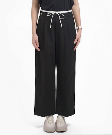 レイヤードウエストタックワイドスラックスパンツ