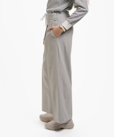 レイヤードウエストタックワイドスラックスパンツ