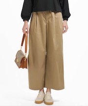 ウエストギャザーストレッチ ダブルタックワイドパンツ