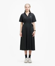 スキッパーネックポロドレス / マキシ丈フレアワンピース