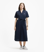 スキッパーネックポロドレス / マキシ丈フレアワンピース