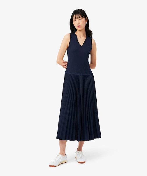 スリーブレスプリーツロングドレス