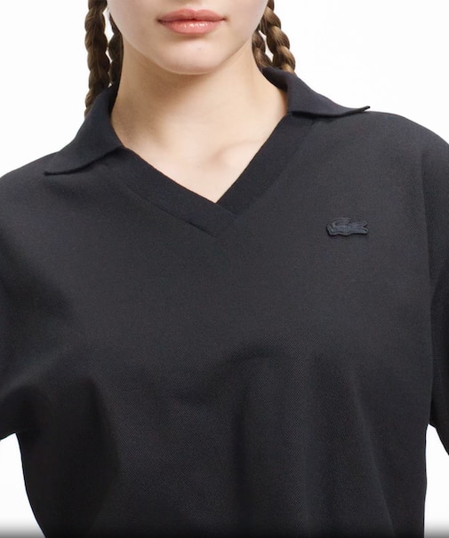 鹿の子地サッカーシャツ / スキッパーネックポロ