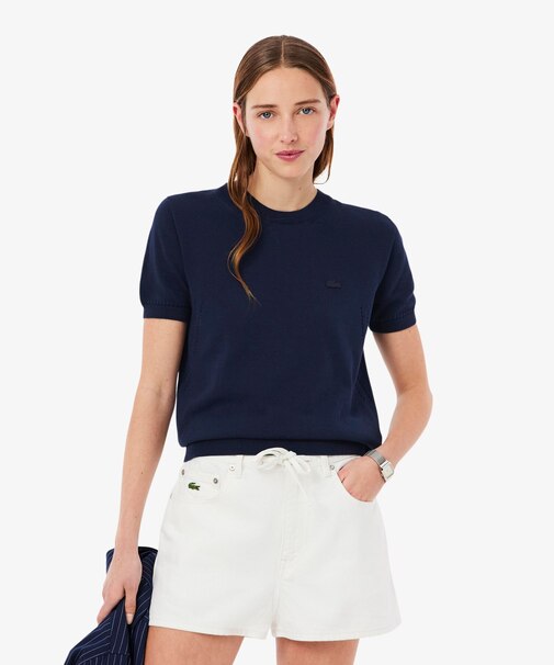 シームレス3Dニット半袖セーター