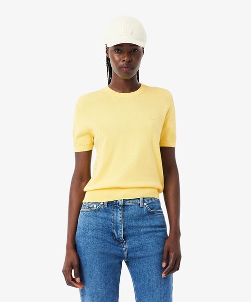 シームレス3Dニット半袖セーター