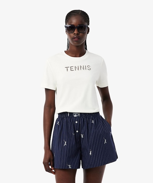 カットワークテニス刺しゅうTシャツ