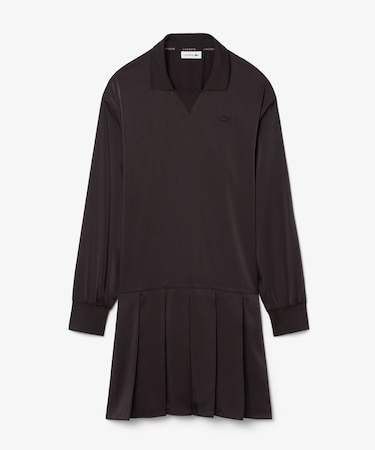 プリーツサテンポロドレス