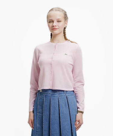 丸首ラメニットカーディガン