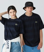 オーバーサイズ パイル地切り替え同色ボーダーTシャツ