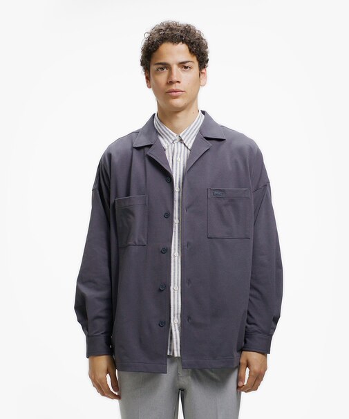 鹿の子地オープンカラーシャツジャケット