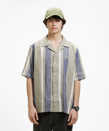 リネンブレンドオープンカラーシャツ