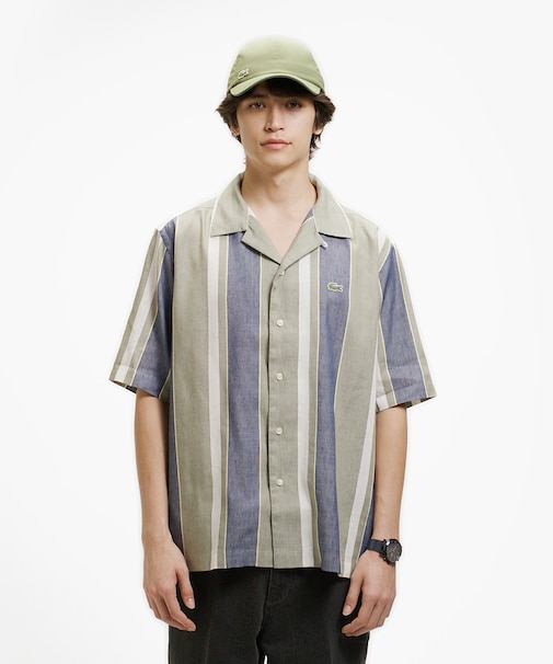 リネンブレンドオープンカラーシャツ