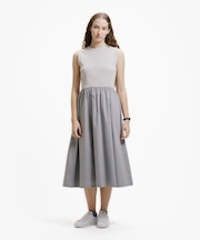 異素材コンビノースリーブドレス