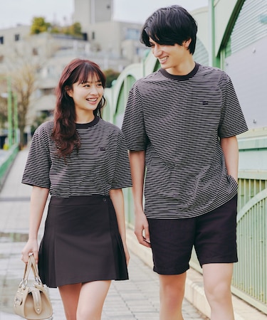 【オンライン限定】LACOSTE  ボーダー リンガーネック 半袖Tシャツ