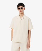 シアサッカーオープンカラーシャツ