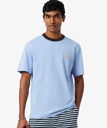 配色ネックリブリンガーネックTシャツ