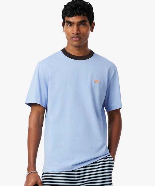 配色ネックリブリンガーネックTシャツ