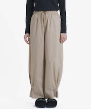 裾ギャザーストレッチワイドパンツ