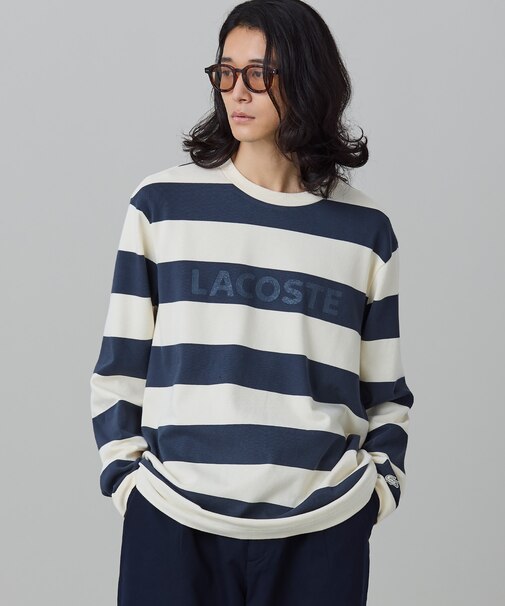 テクスチャーロゴ ボーダーロングスリーブTシャツ
